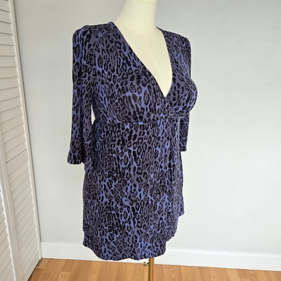Soma Purple‎ Cheetah Print Babydoll Tunic Top Women's M Mobwife Loungewear Y2K - Picture 3 of 15